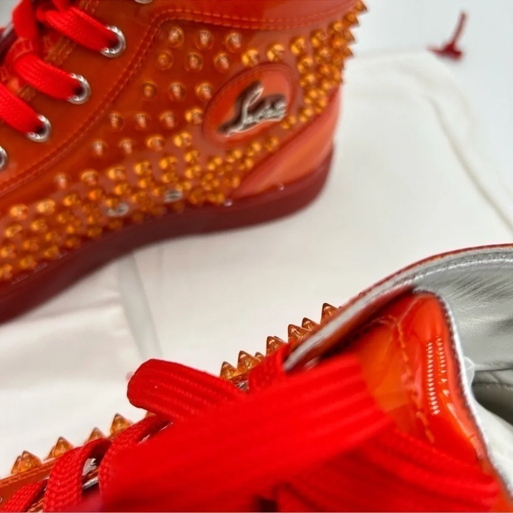 Men’s Christian Louboutin spike accent high top sneakers size 42 made in…